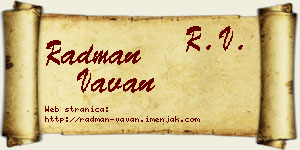 Radman Vavan vizit kartica